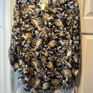 NWT Sz 3x Alfred Dunner business as us blue floral top